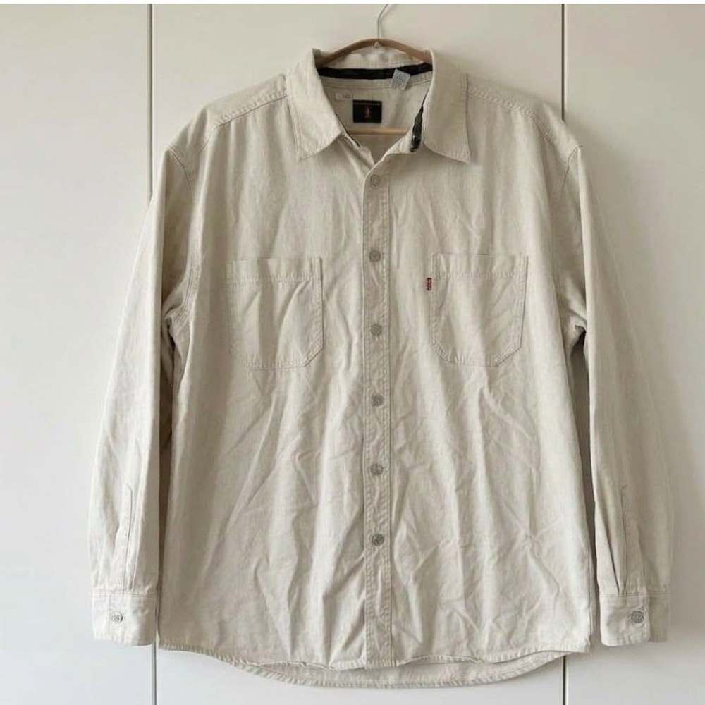 🍁Fall Sale! VTG Levi's Red Tab Heavy Cotton Twill Btn-Up Shacket Khaki Men XL